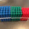 blue green and red nylon plugs